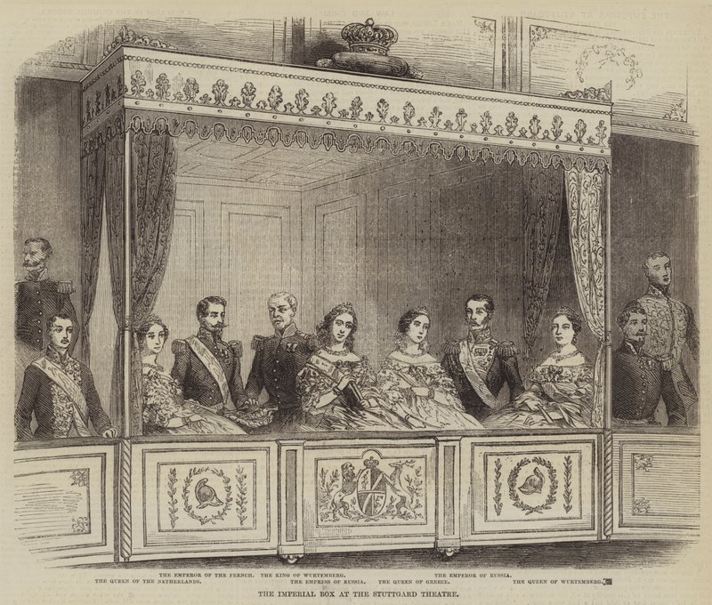 La tribuna imperiale al Teatro di Stoccarda (incisione) da English School