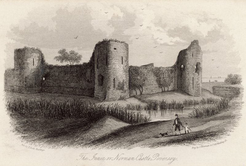 Il castello interno o normanno a Pevensey da English School