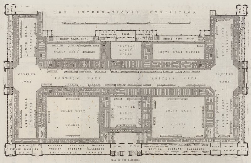 Esposizione Internazionale, Pianta delle Gallerie (incisione) da English School