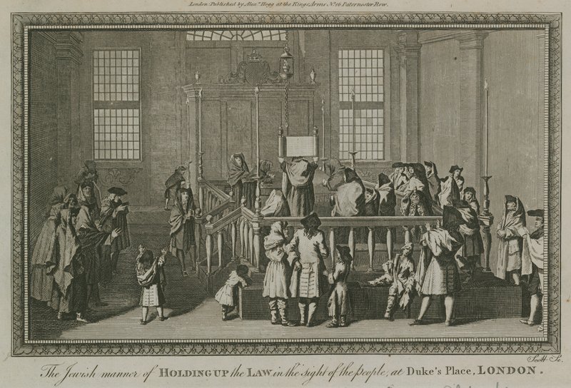 Il modo ebraico di mostrare la Legge al popolo a Dukes Place, Londra da English School