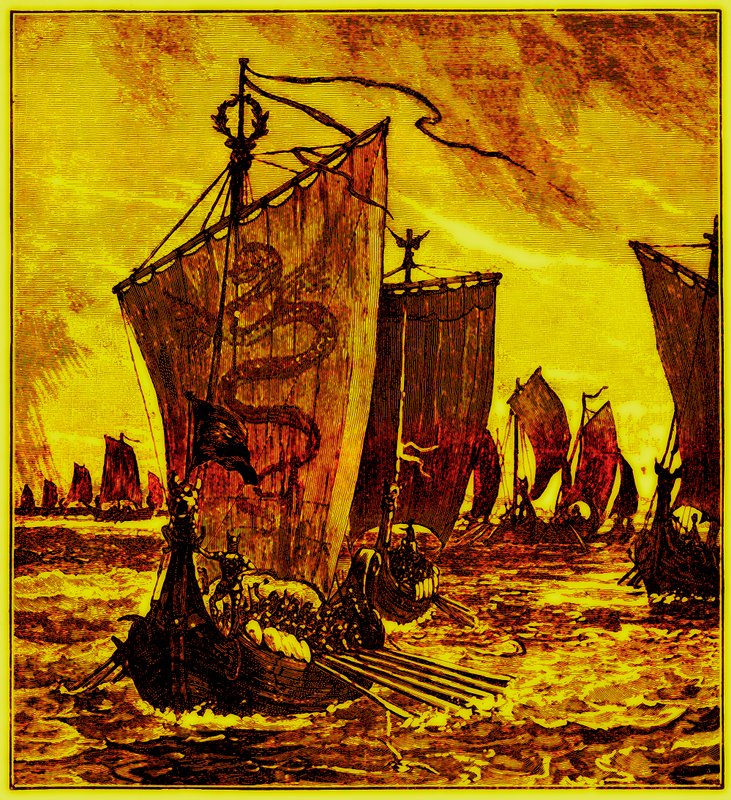 Le chiglie dei Normanni, illustrazione da History of England di H. O. Arnold-Forster, pubblicato 1897 da English School