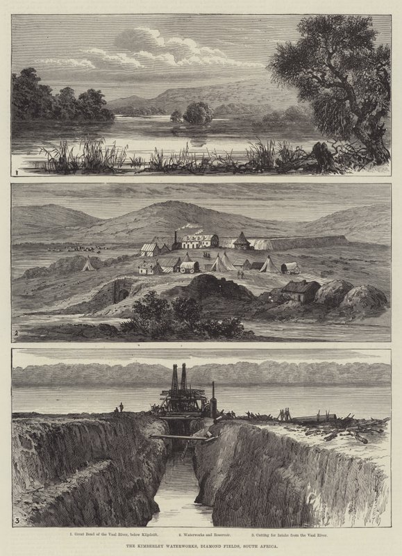 Opere idriche di Kimberley, campi di diamanti, Sud Africa da English School