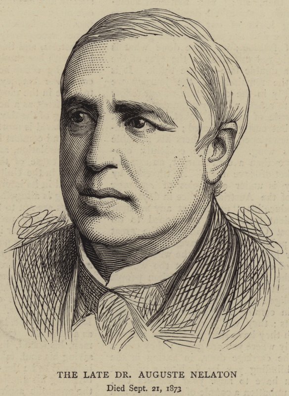 Il defunto Dr Auguste Nelaton (incisione) da English School