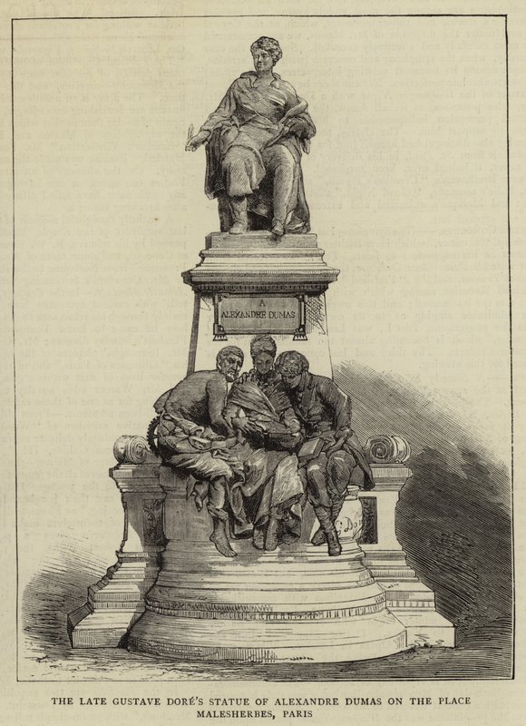 Statua di Alexandre Dumas sulla Place Malesherbes, Parigi (incisione) da English School