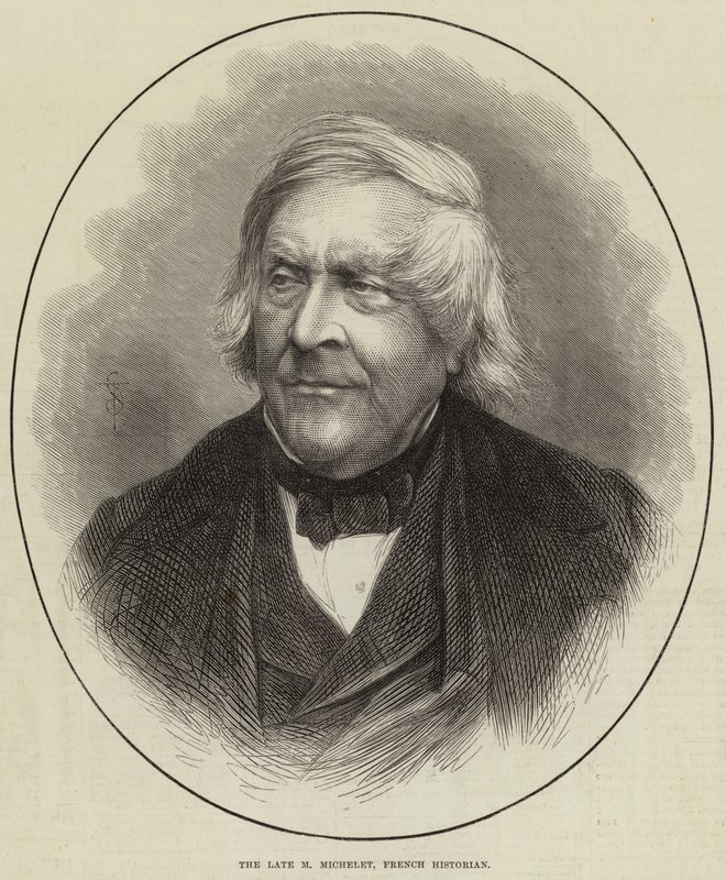Il defunto M Michelet, storico francese (incisione) da English School