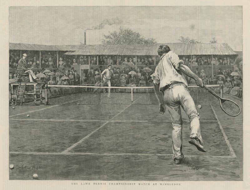 La partita di campionato di tennis a Wimbledon da English School