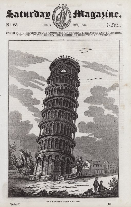 La Torre Pendente di Pisa (incisione) da English School