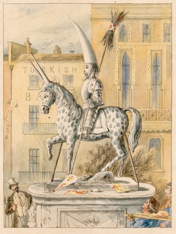 La statua di Leicester Square 17 ottobre 1866 da English School