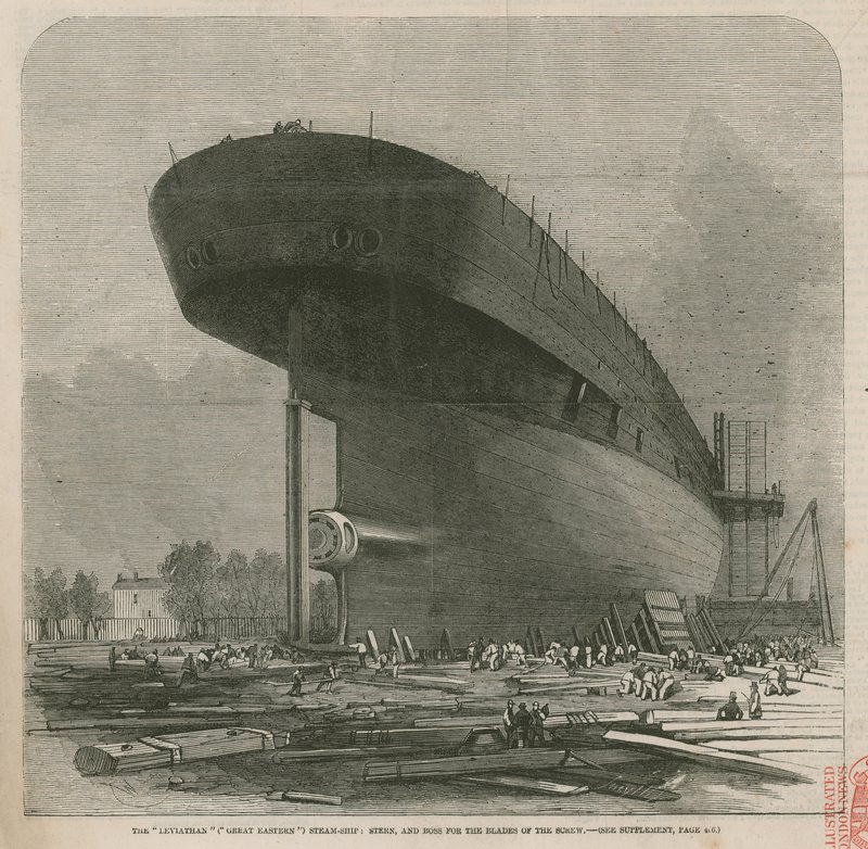 La nave a vapore Leviathan (Great Eastern); poppa e mozzo per le pale dell
