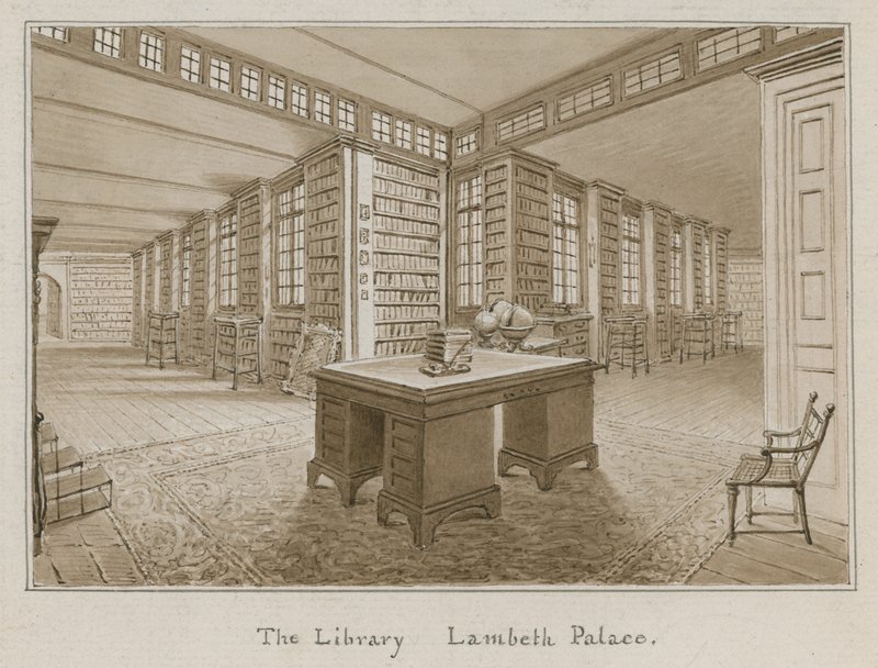 La biblioteca, Palazzo di Lambeth, Londra da English School