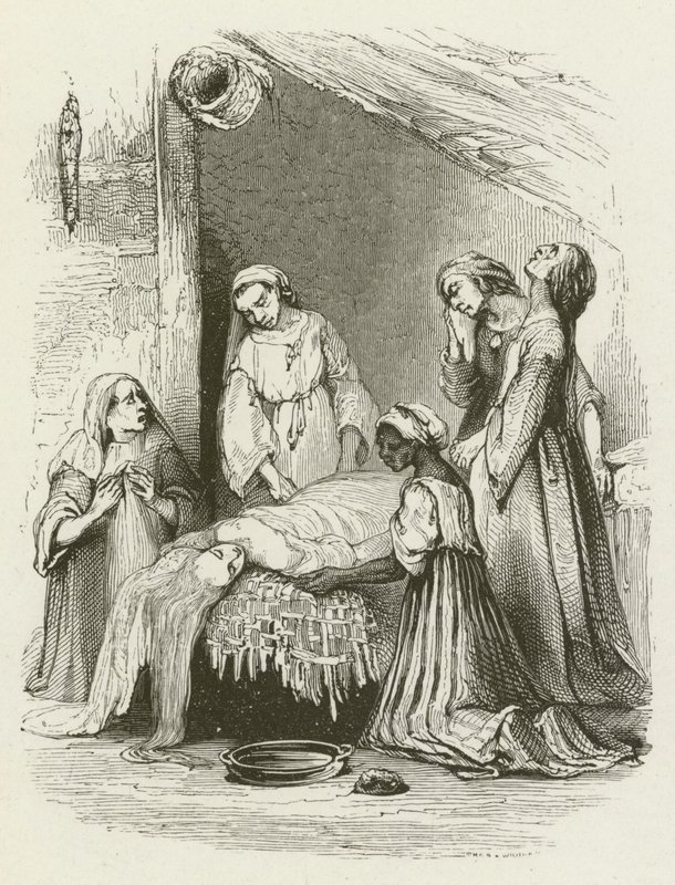 Le donne malabar lavano il corpo di Virginia da English School