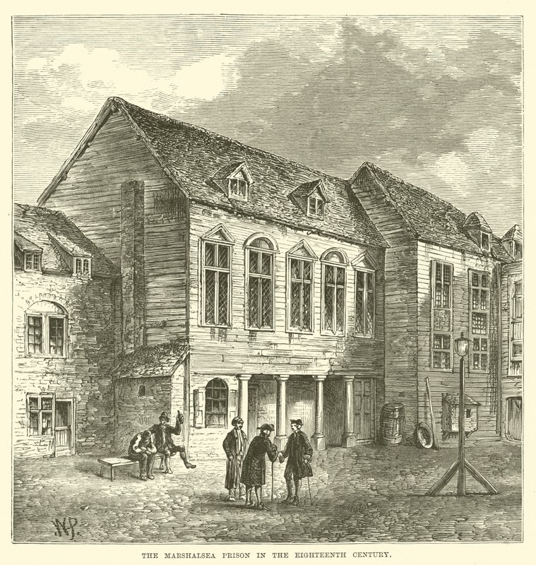 La prigione di Marshalsea nel XVIII secolo da English School