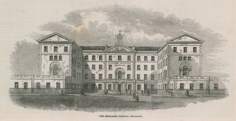 Il Middlesex Hospital ampliato da English School