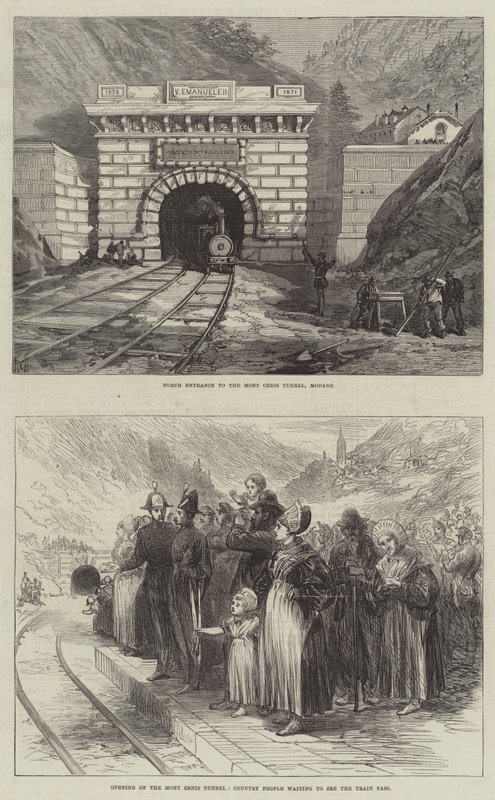 Il tunnel del Moncenisio (incisione) da English School