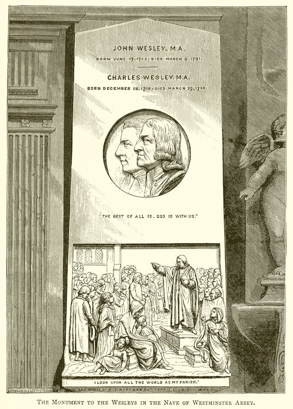 Il monumento ai Wesley nella navata dell