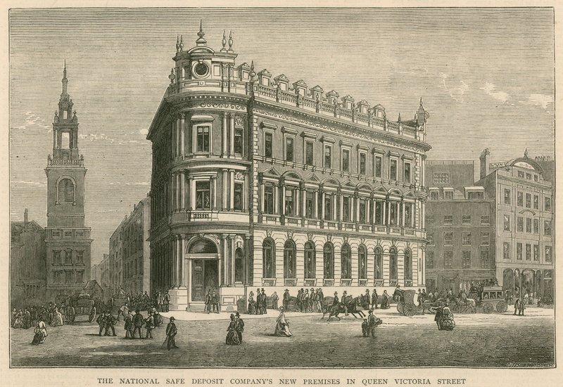Nuovi locali della National Safe Deposit Company in Queen Victoria Street, Londra da English School