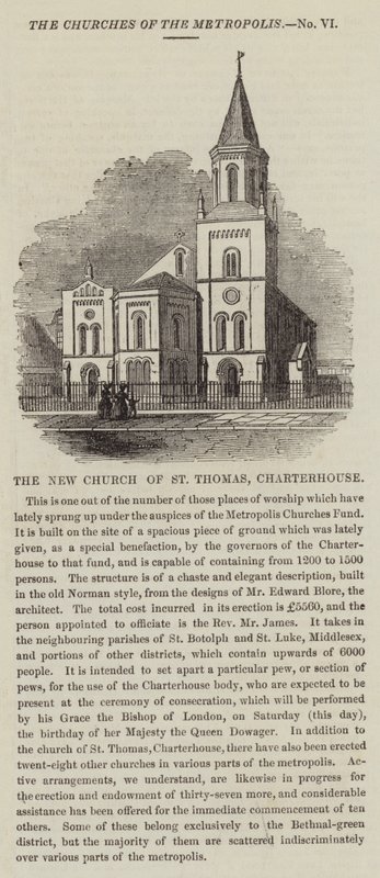 La Nuova Chiesa di San Tommaso, Charterhouse (incisione) da English School