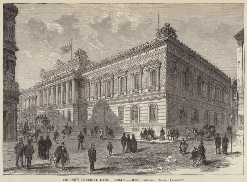 La Nuova Banca Imperiale, Berlino (incisione) da English School