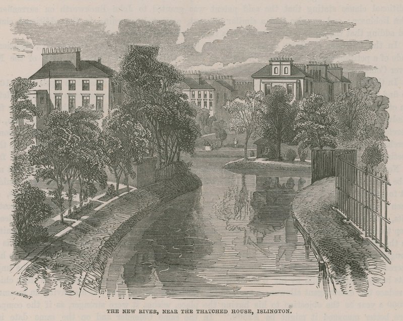 The New River Head, vicino alla casa di paglia, Islington da English School