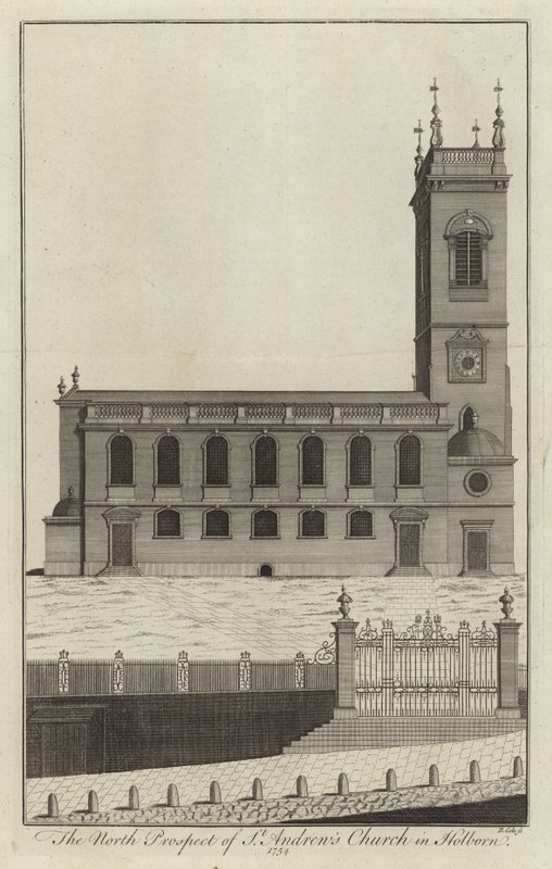 Prospetto nord della Chiesa di St Andrew a Holborn da English School