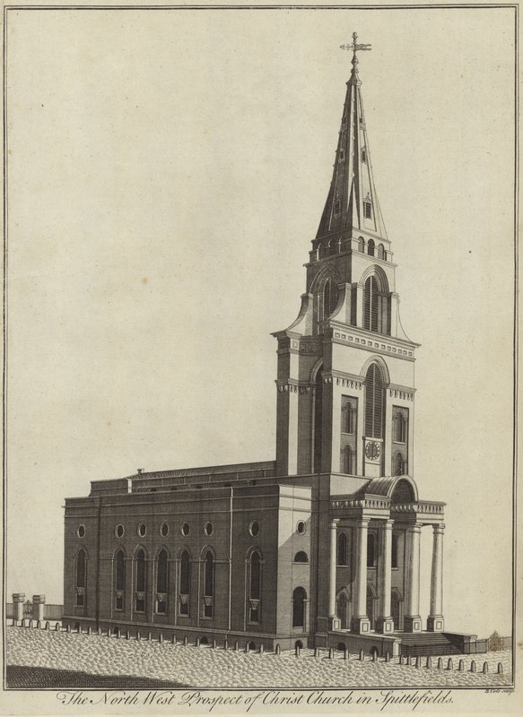 Prospetto nord-ovest di Christ Church a Spitalfields, Londra da English School