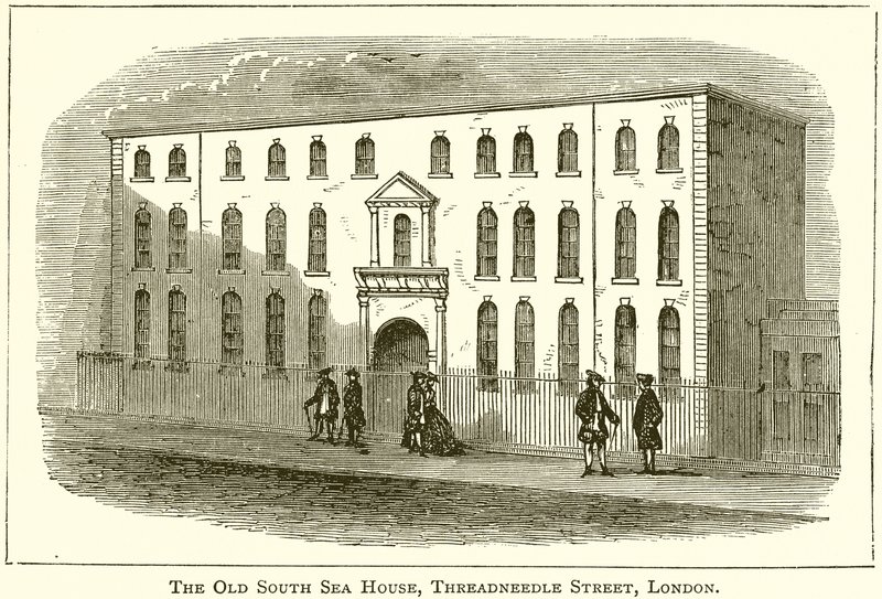 La vecchia casa del Mare del Sud, Threadneedle Street, Londra da English School