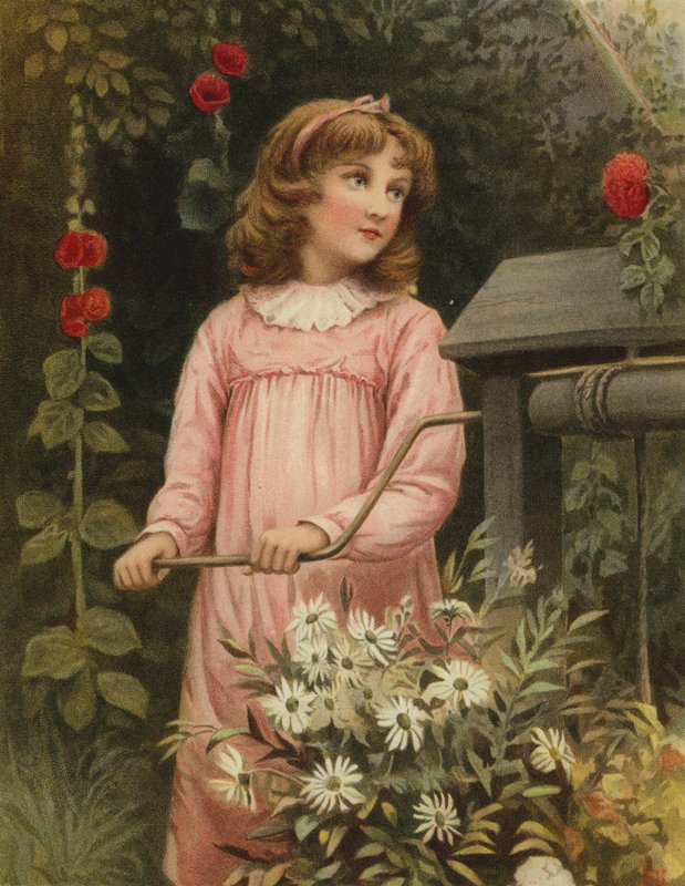 Il vecchio pozzo (cromolitografia) da English School