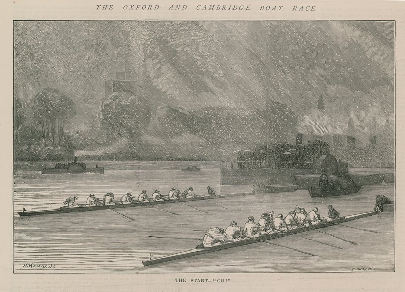 La gara di canottaggio Oxford e Cambridge da English School