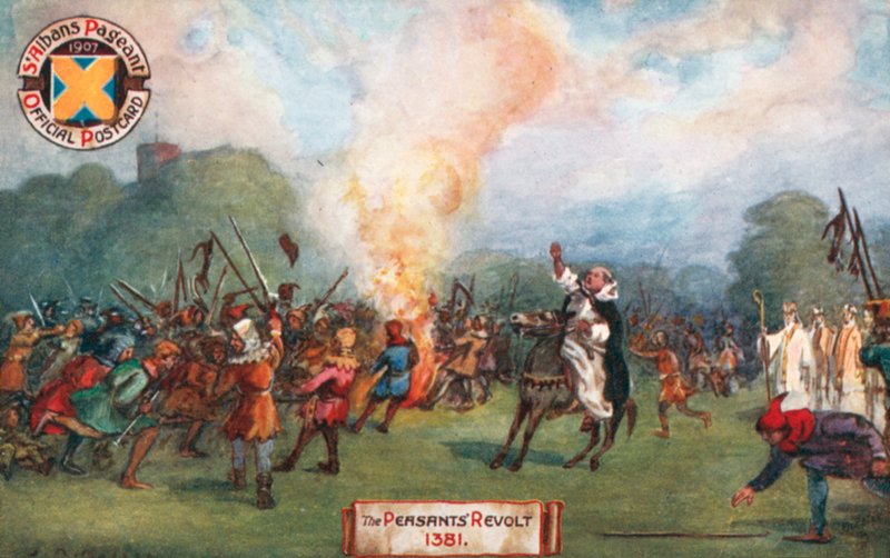La Rivolta dei Contadini 1381, St Albans Pageant 1907 (litografia a colori) da English School