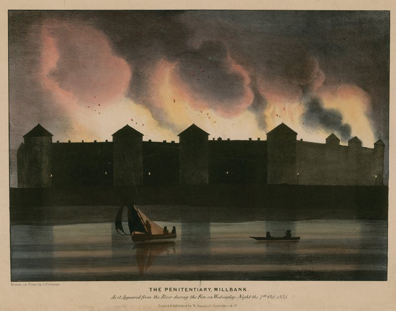 Il Penitenziario, Millbank, Londra, come appariva dal fiume durante l