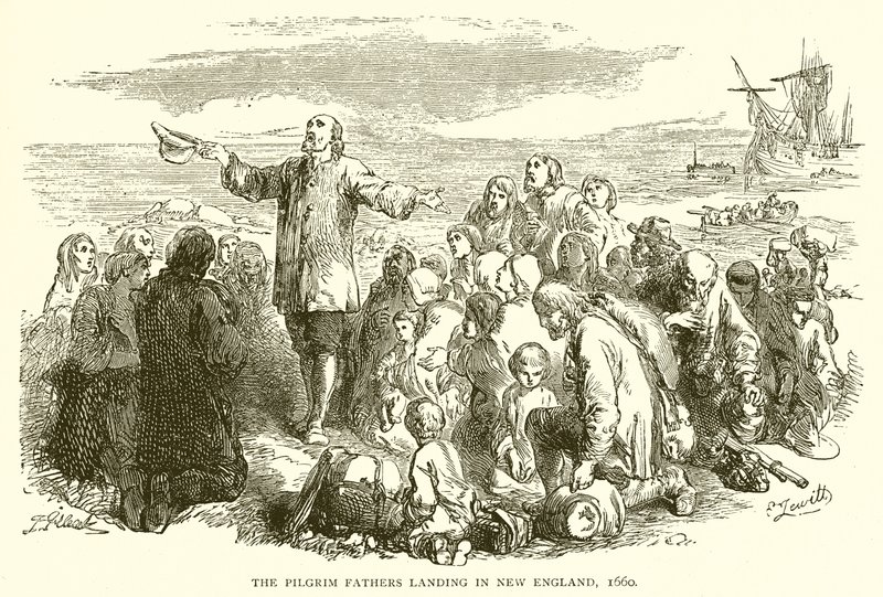 I padri pellegrini sbarcano in Nuova Inghilterra, 1660 da English School