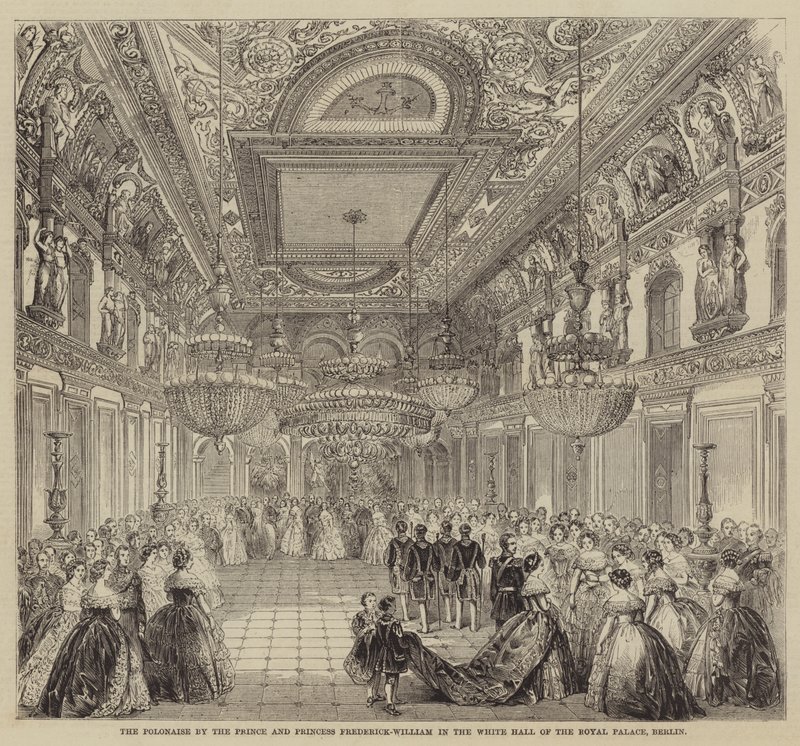 La polacca del principe e della principessa Federico-Guglielmo nella Sala Bianca del Palazzo Reale, Berlino (incisione) da English School