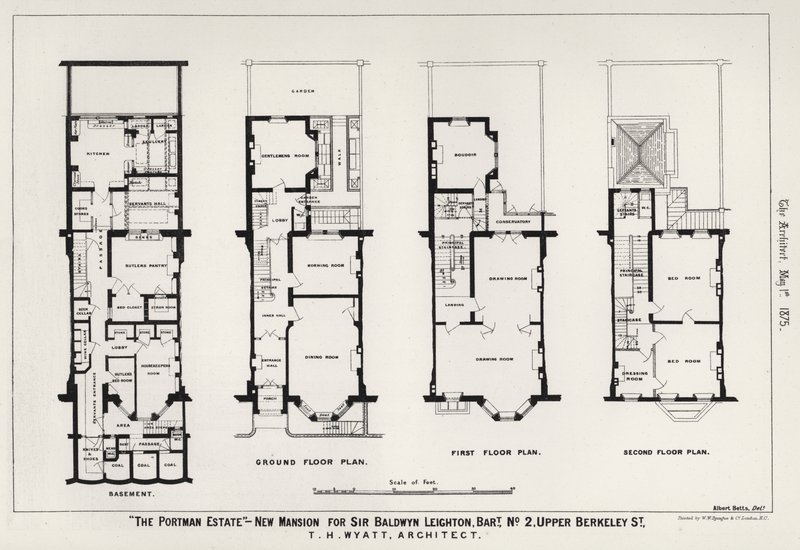 "Il Portman Estate," Nuova Villa per Sir Baldwyn Leighton, Barone, No 2, Upper Berkeley Street da English School