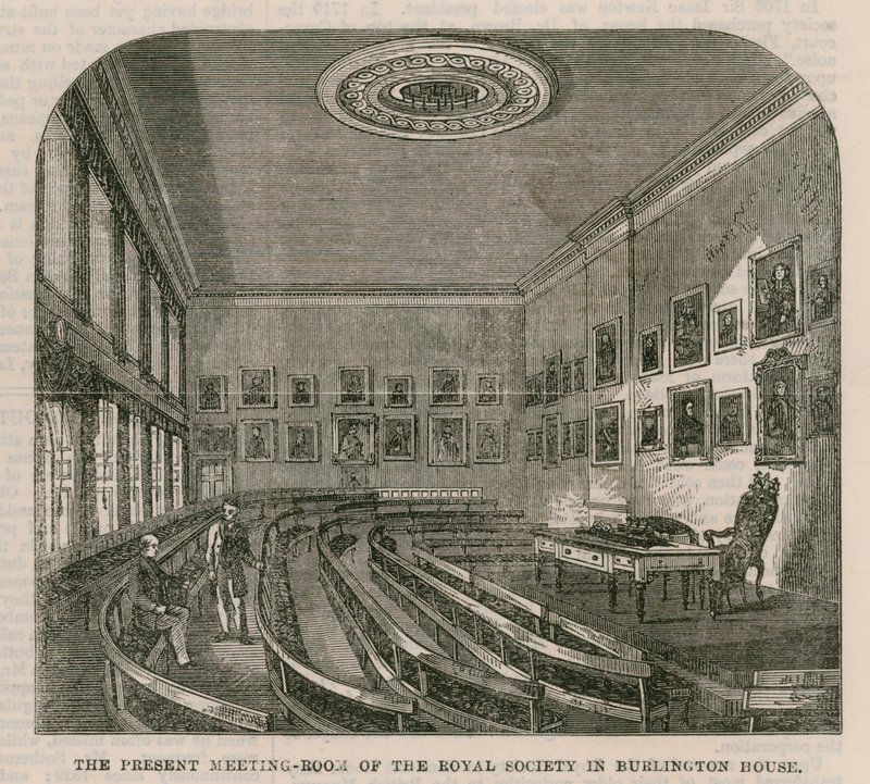 Sala riunioni attuale della Royal Society a Burlington House da English School