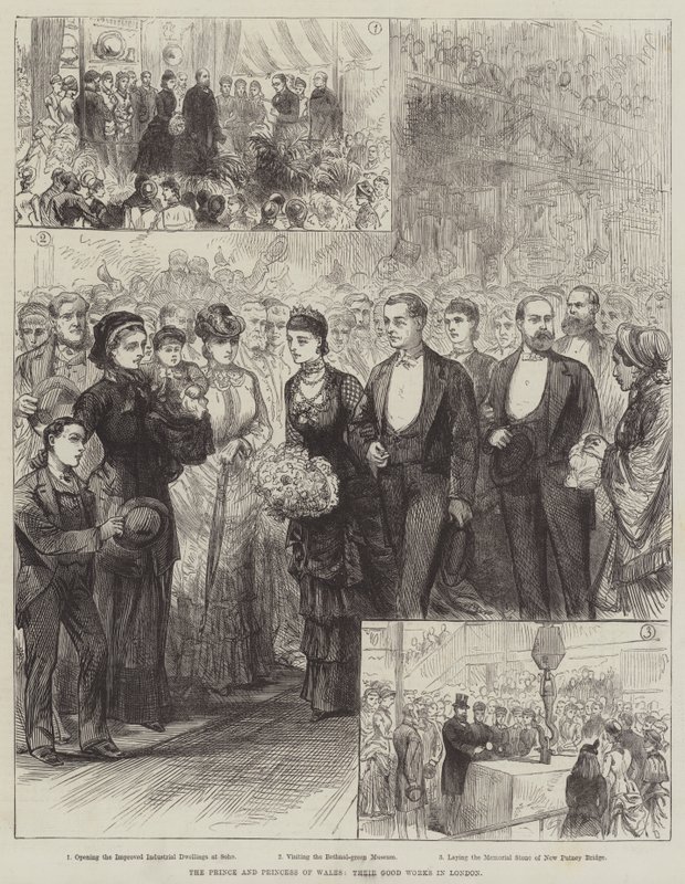 Il Principe e la Principessa del Galles, le loro Buone Opere a Londra da English School