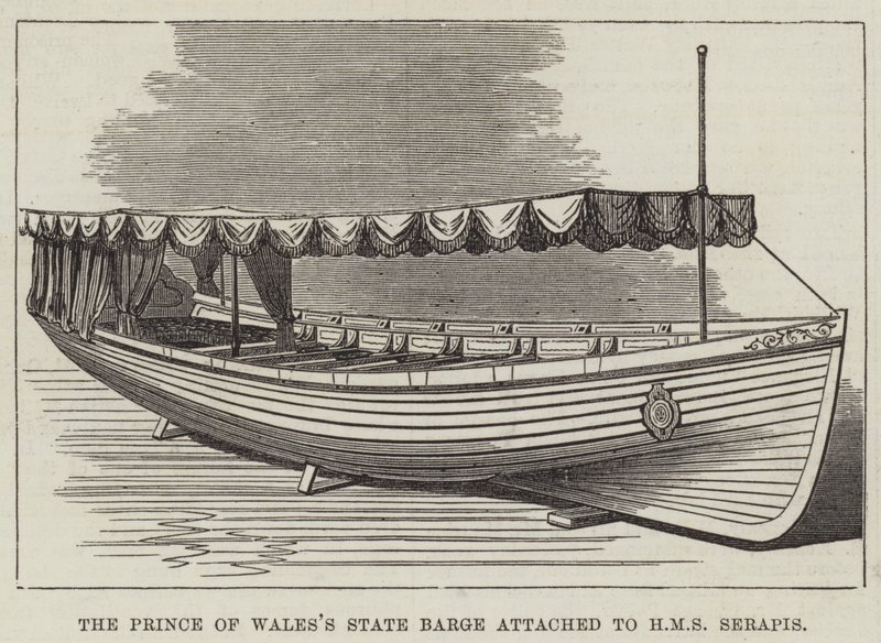 La barca di stato del Principe di Galles attaccata alla HMS Serapis da English School