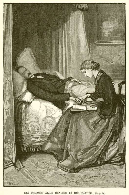 La principessa Alice legge al padre da English School