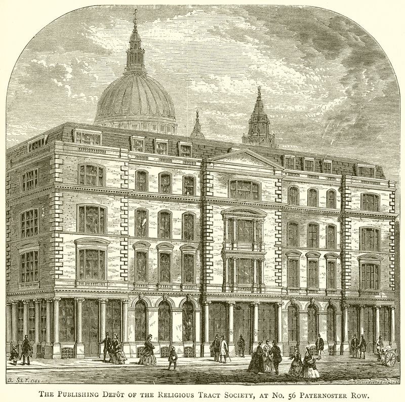 Il deposito editoriale della Religious Tract Society, al n. 56 Paternoster Row da English School