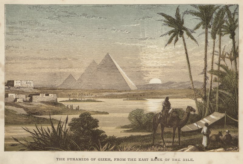 Le piramidi di Giza, dalla riva orientale del Nilo da English School