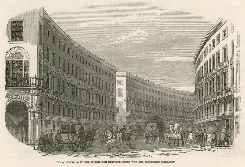 Il Quadrante, Regent Street, Londra, come apparirà da Tichborne Street con le modifiche completate da English School