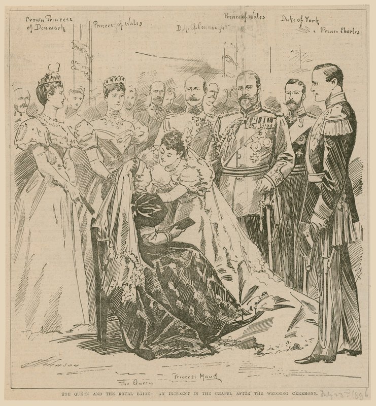 La Regina e la Sposa Reale, un incidente nella Cappella dopo la cerimonia nuziale, 23 luglio 1896 da English School