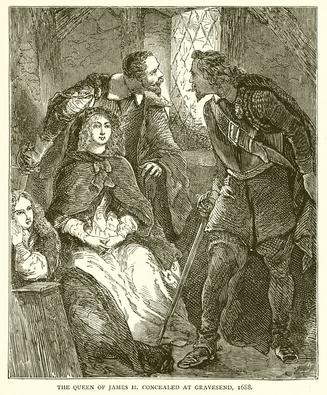 La regina di Giacomo II nascosta a Gravesend, 1688 da English School