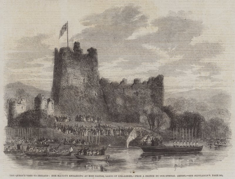 La Visita della Regina in Irlanda, Sua Maestà che si imbarca al Castello di Ross, Laghi di Killarney da English School