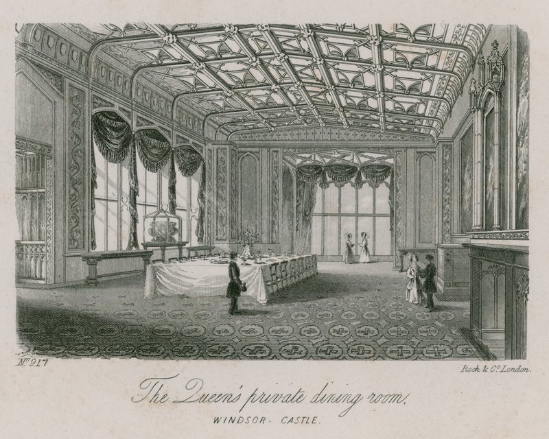 La sala da pranzo privata della Regina al Castello di Windsor da English School