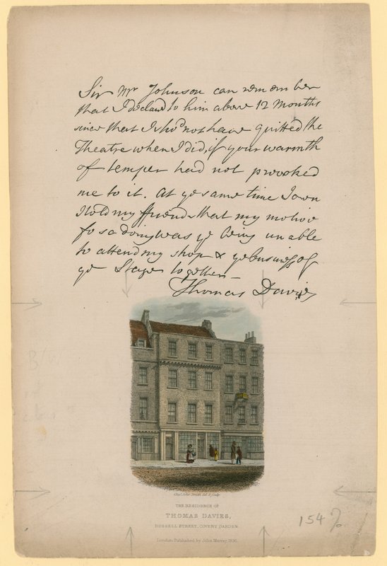 La residenza di Thomas Davies, Russell Street, Covent Garden, Londra da English School