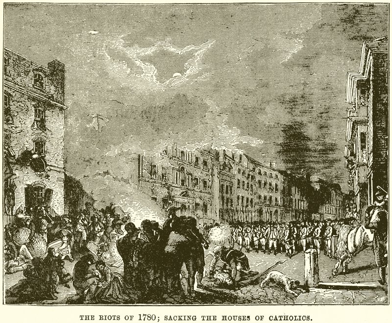 I disordini del 1780; Saccheggio delle case dei cattolici da English School