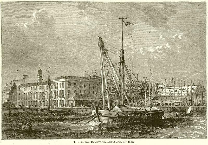 Il Cantiere Reale, Deptford, nel 1810 da English School