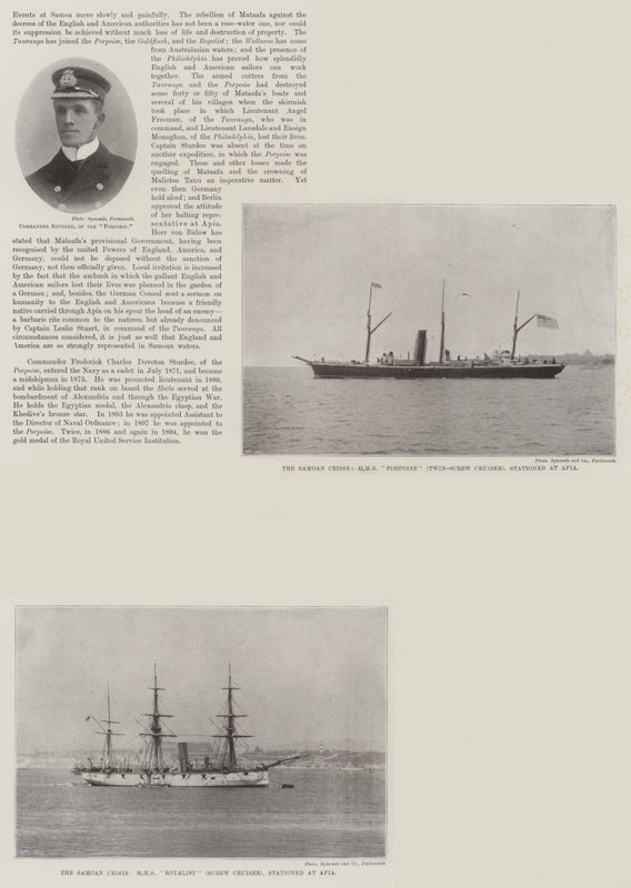 La Royal Navy ad Apia (incisione) da English School