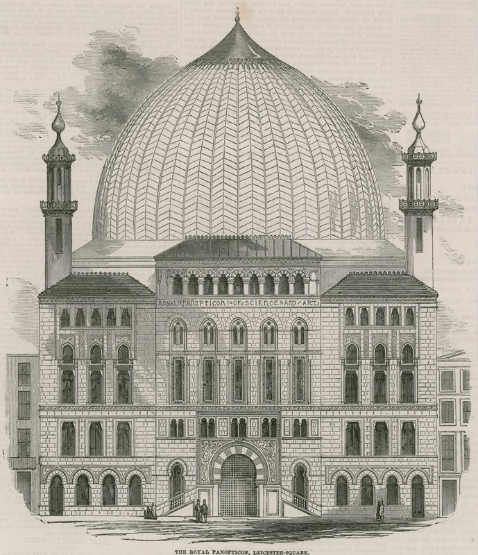 Il Royal Panopticon of Science and Art, Leicester Square, Londra da English School