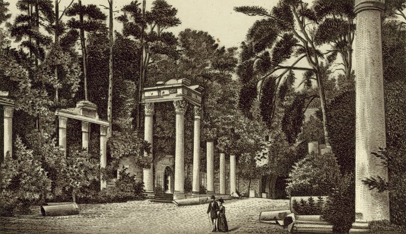 Le rovine, Virginia Water (litografia) da English School